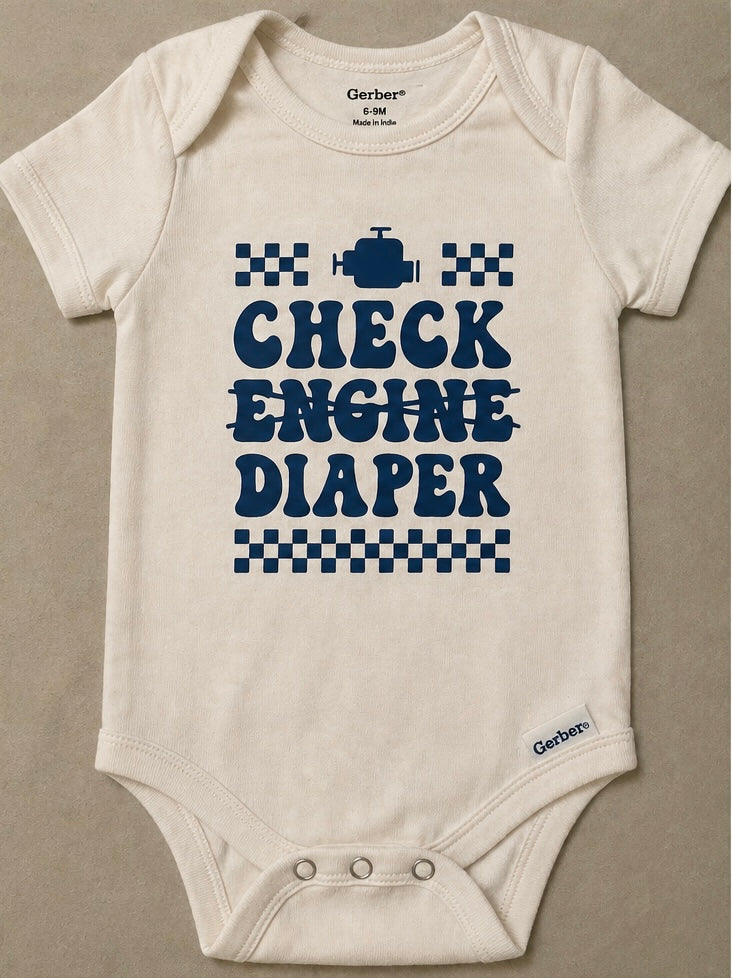 Check Engine Diaper Baby Onesie